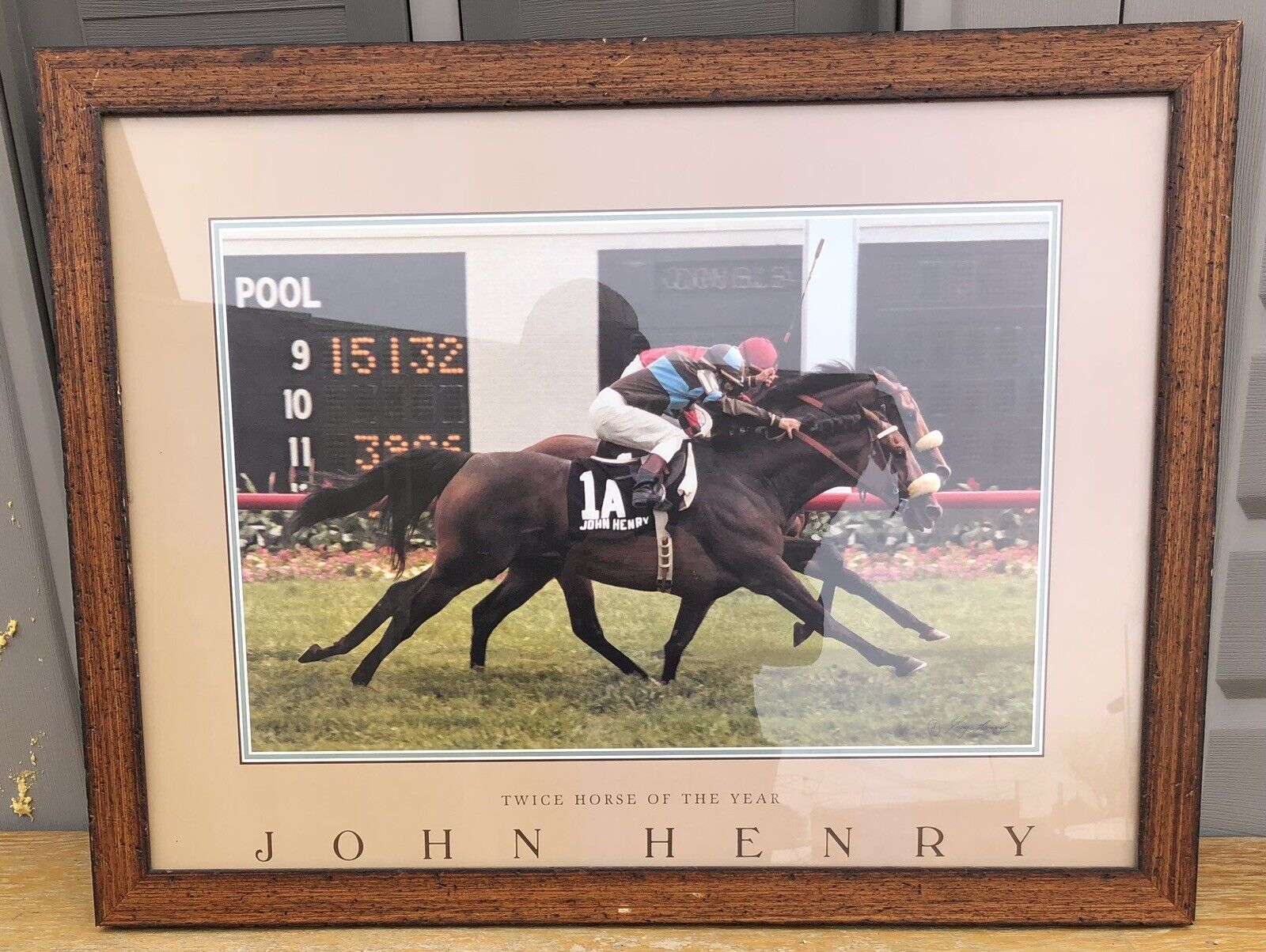 Tony Leonard Artist John Henry Print Horse Of The Year Racehorse Matted ...