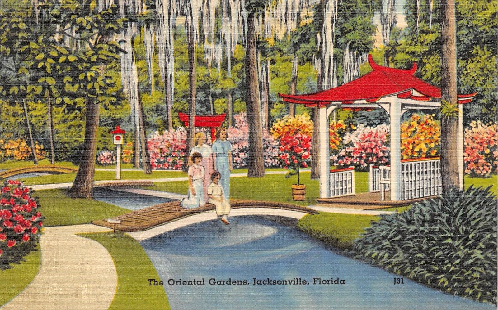 D2046 The Oriental Gardens, Jacksonville, Florida - Linen Postcard Tichnor Bros.