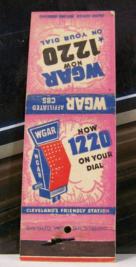   Rare Vintage Matchbook Cover B3 Cleveland Ohio WGAR 1220 Friendly Radio CBS