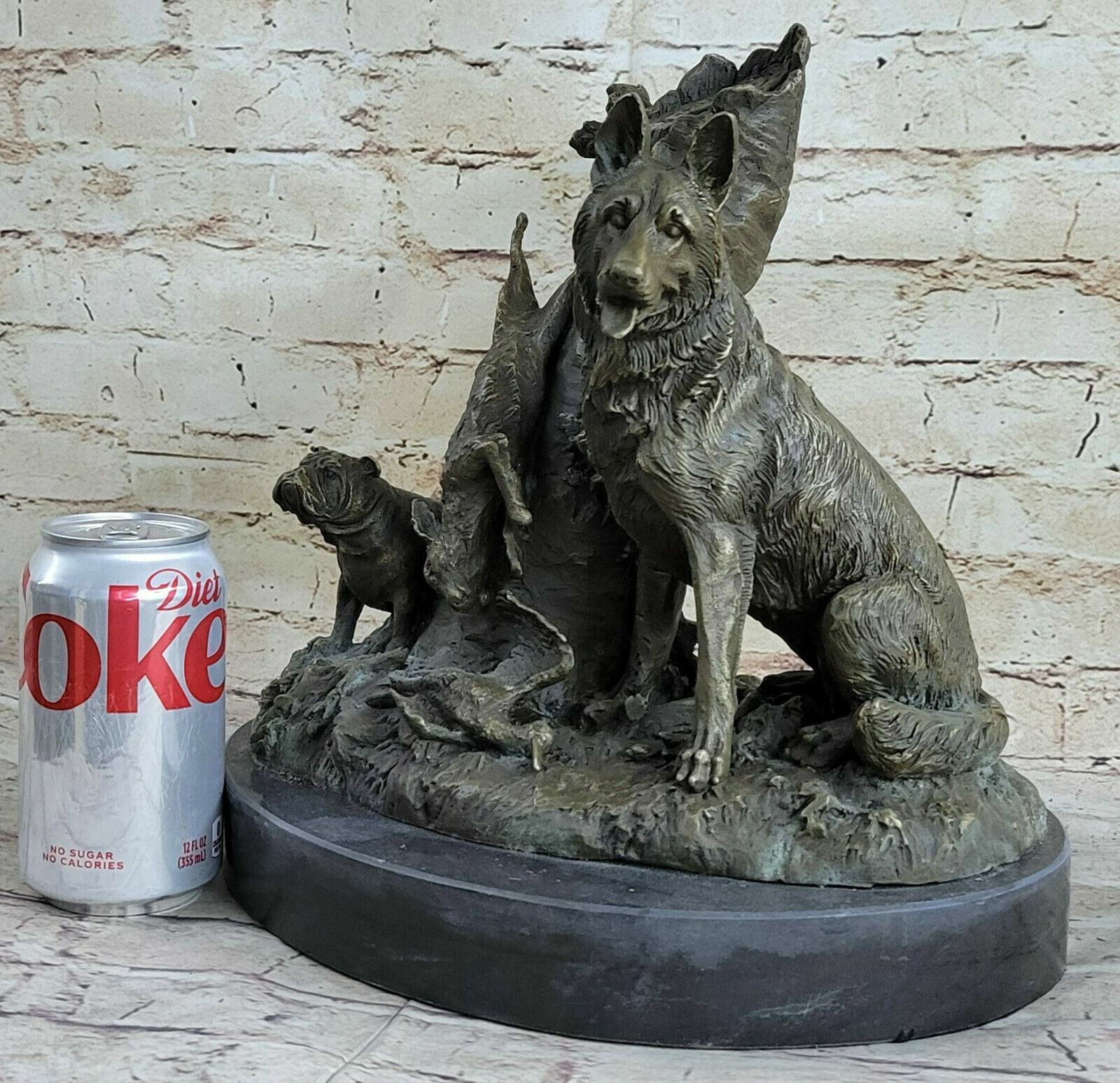 Art Deco Style Handcrafted Detailed European Made Dogs Bronze Sculpture Figurine