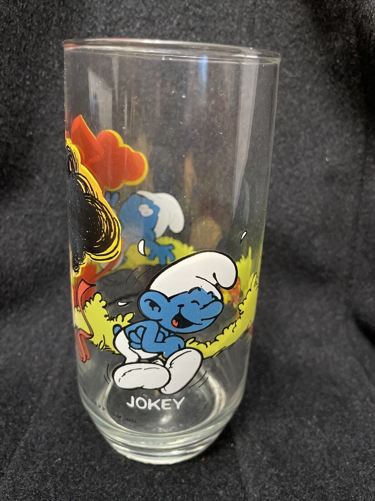 Smurf  Cartoon (Jokey)Glass And Smurfette 1982