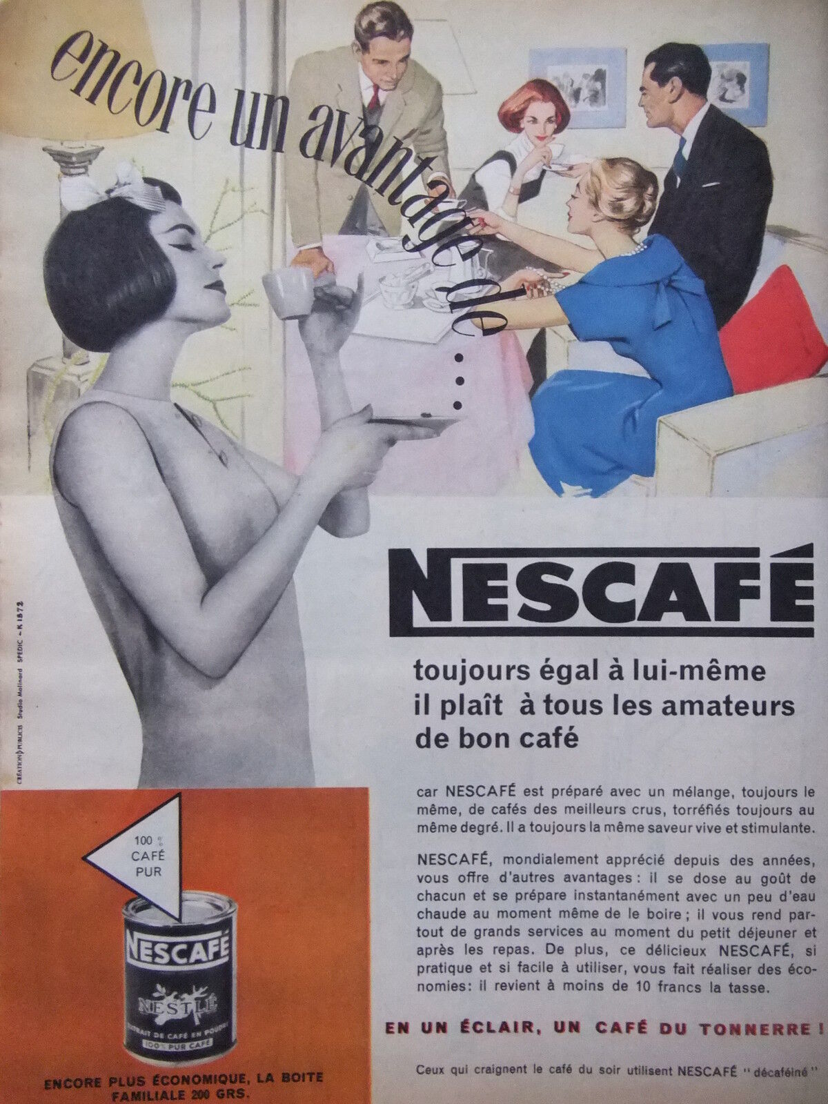 1958 NESCAFÉ 100% PURE COFFEE ADVERTISING FOR GOOD COFFEE LOVERS - ADVERTISING