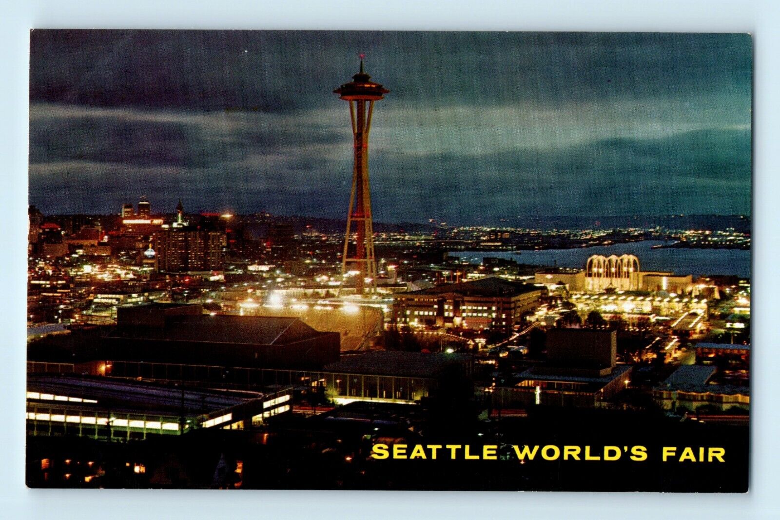 Seattle World\'s Fair 1962 Night View Skyline From Queen Anne Hill Postcard C7