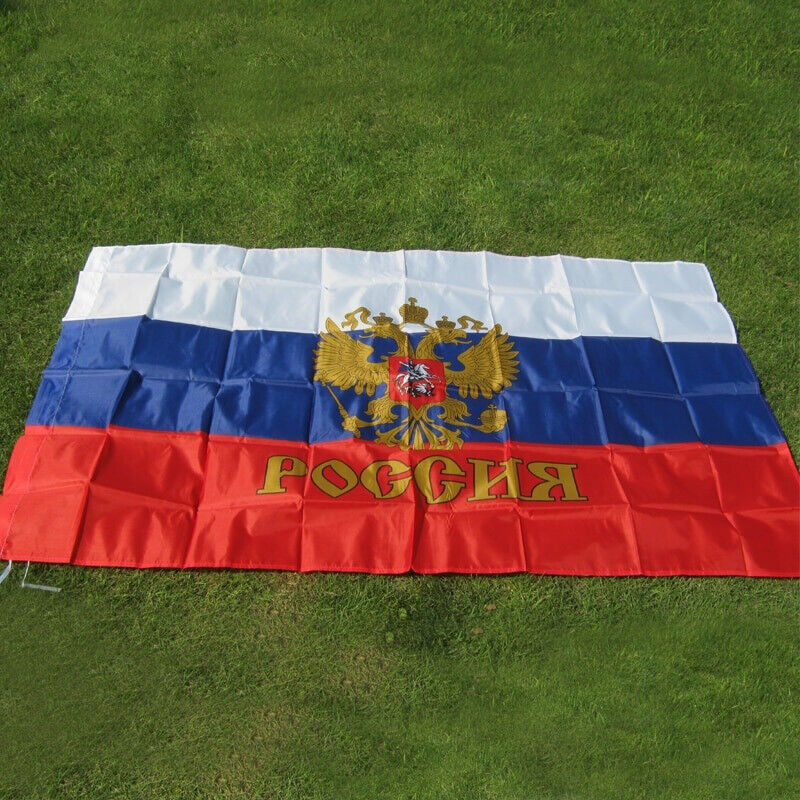 Russia National Flag with Coat of Arms Russian Federal Republic Banner 90*150cm