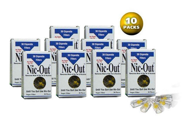 NIC-OUT Cigarette Filters & Holders,Remove Tar & Nicotine 10 Packs (300 Filters)