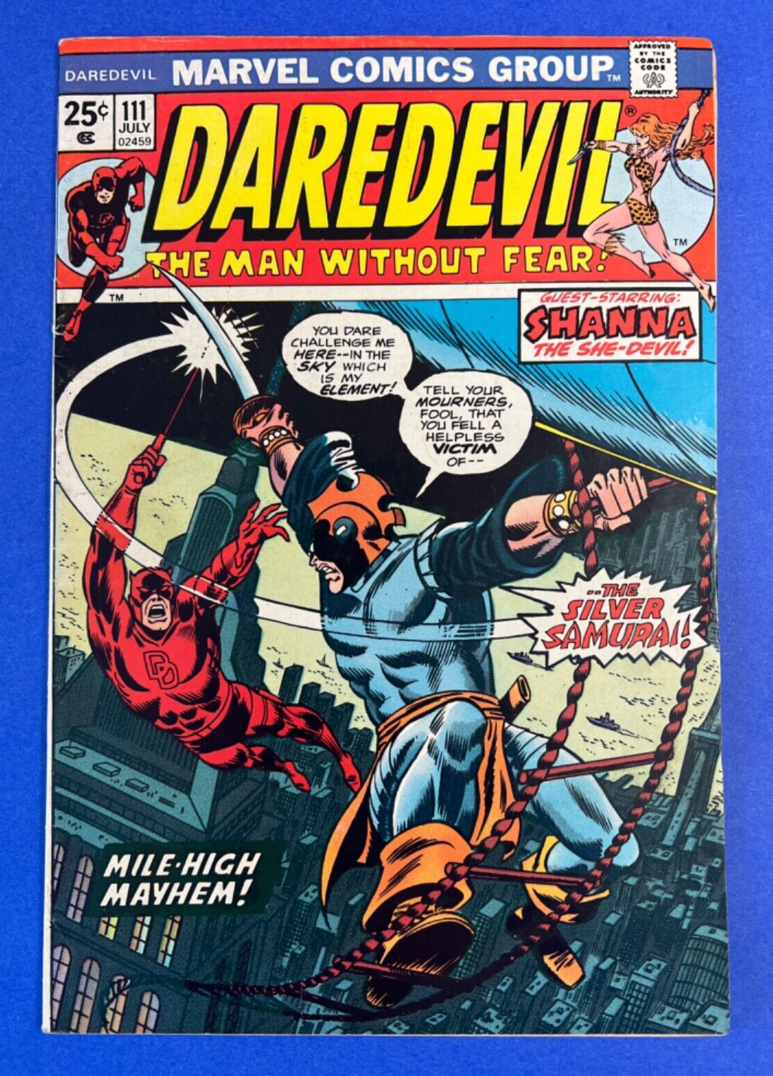 Daredevil #111 Comic Book 1st App Silver Samurai 1974 MVS Intact FN