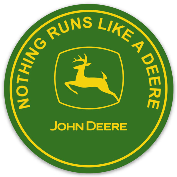 John Deere Tractor Logo type w/ name Monogram die-cut Round MAGNET 