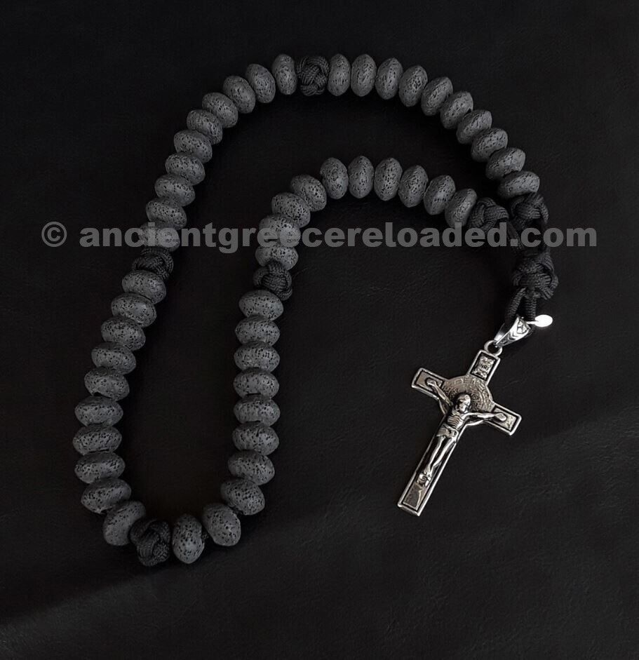 Through Darkness (V2) Military 550 Paracord Orthodox Rosary, Volcanic Lava Stone