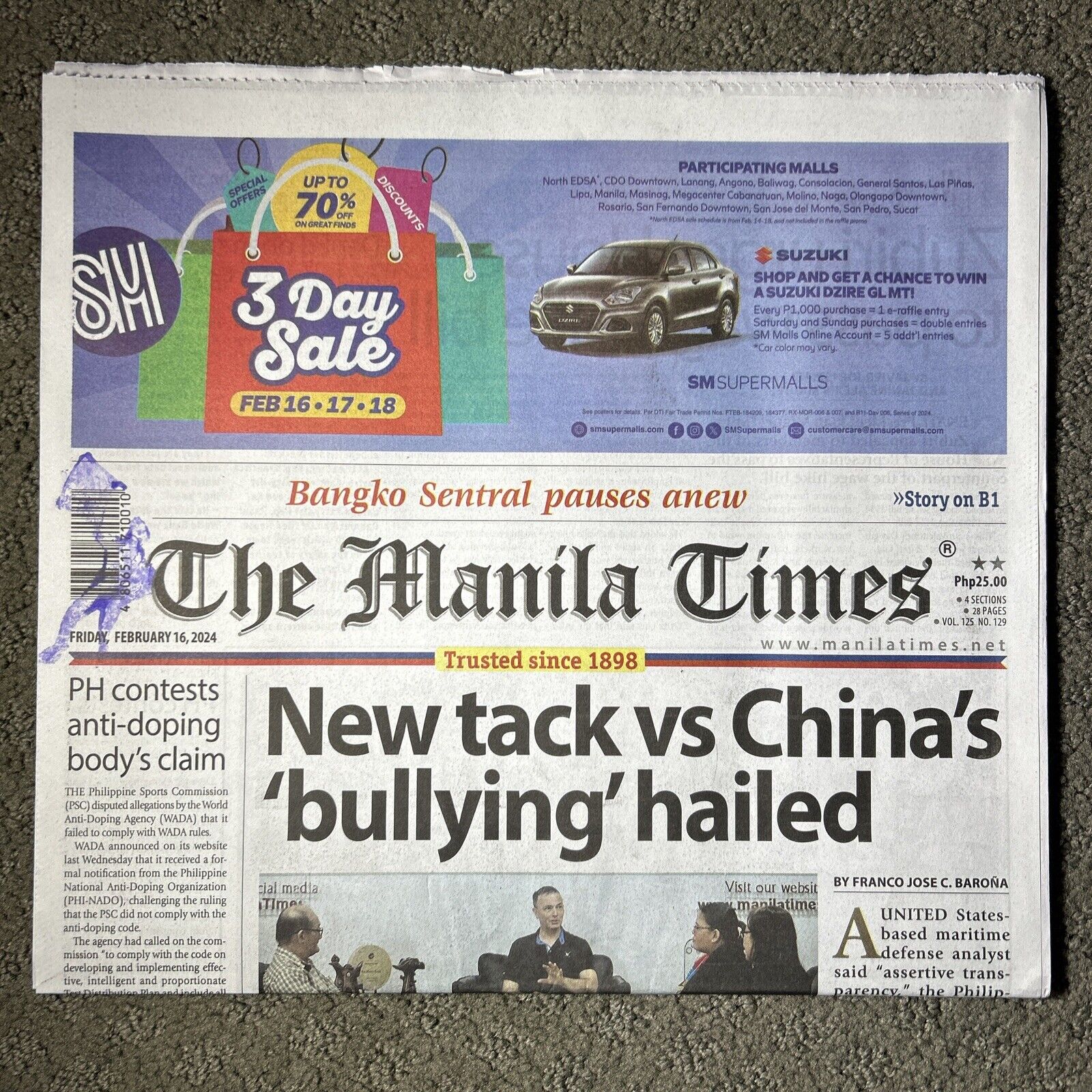 The Manila Times Newspaper February 16, 2024 Full Issue Trusted Since 1898