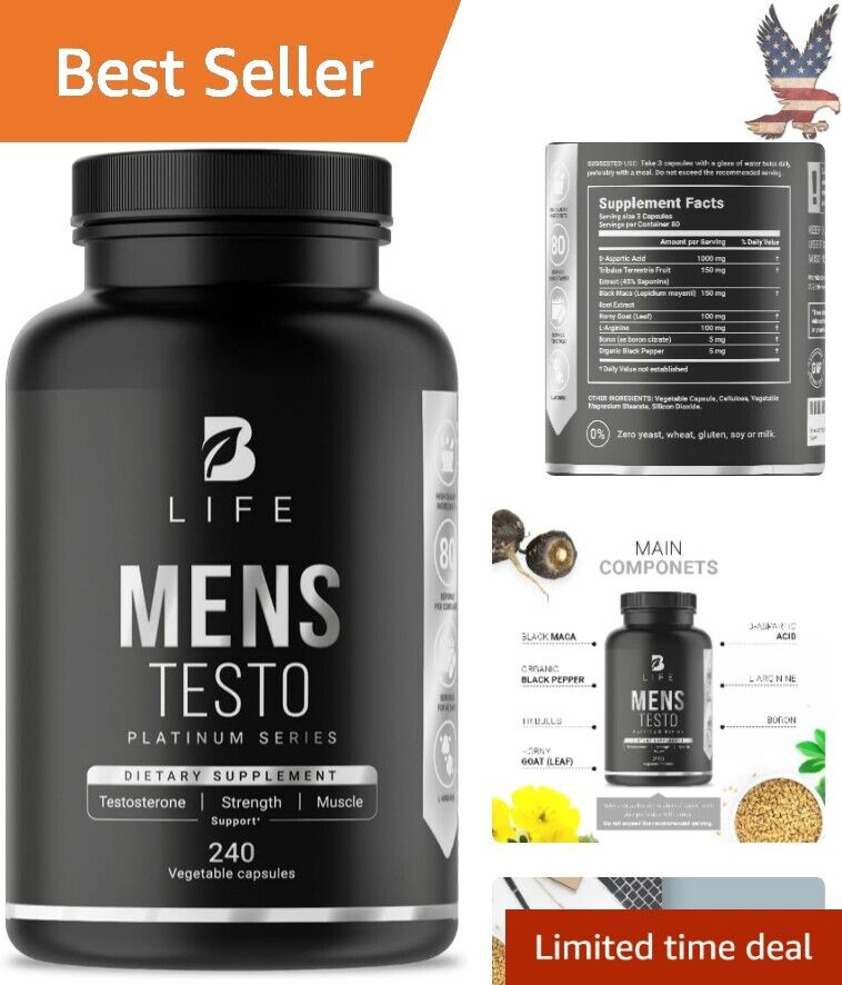 Mens Testo Platinum - Ultimate Premium Testosterone Booster - 240 Capsules