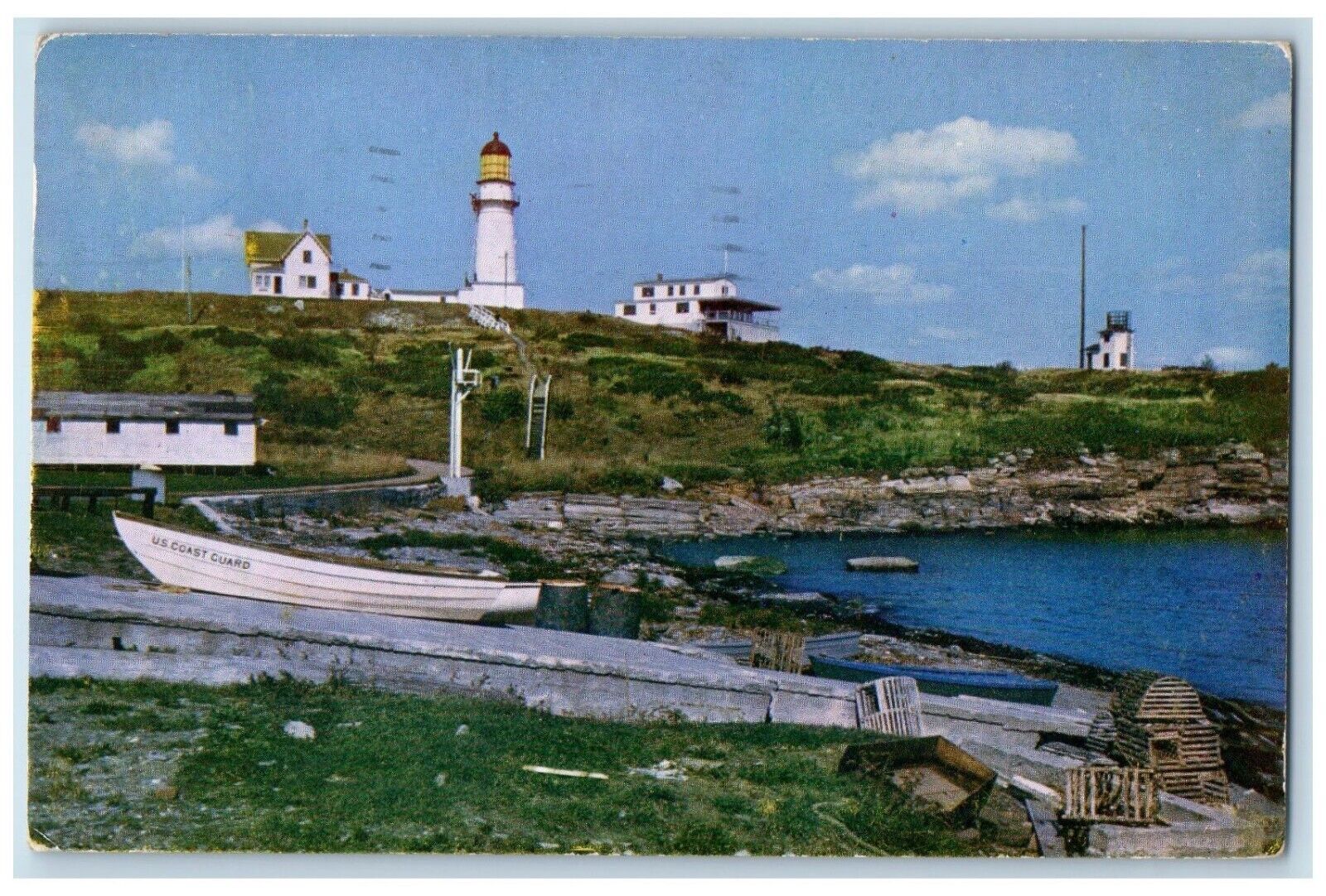 1954 Two Lights Lighthouse Cape Elizabeth Coast Guard Station Maine ME Postcard