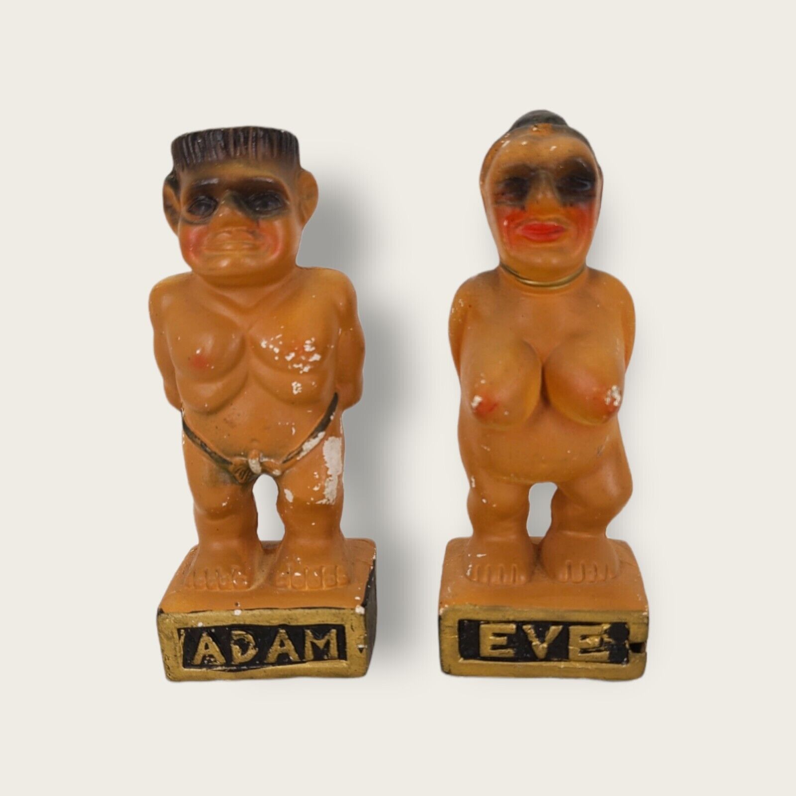 Vintage 1960s Adam And Eve Salt And Pepper Shakers Kitsch JAPAN