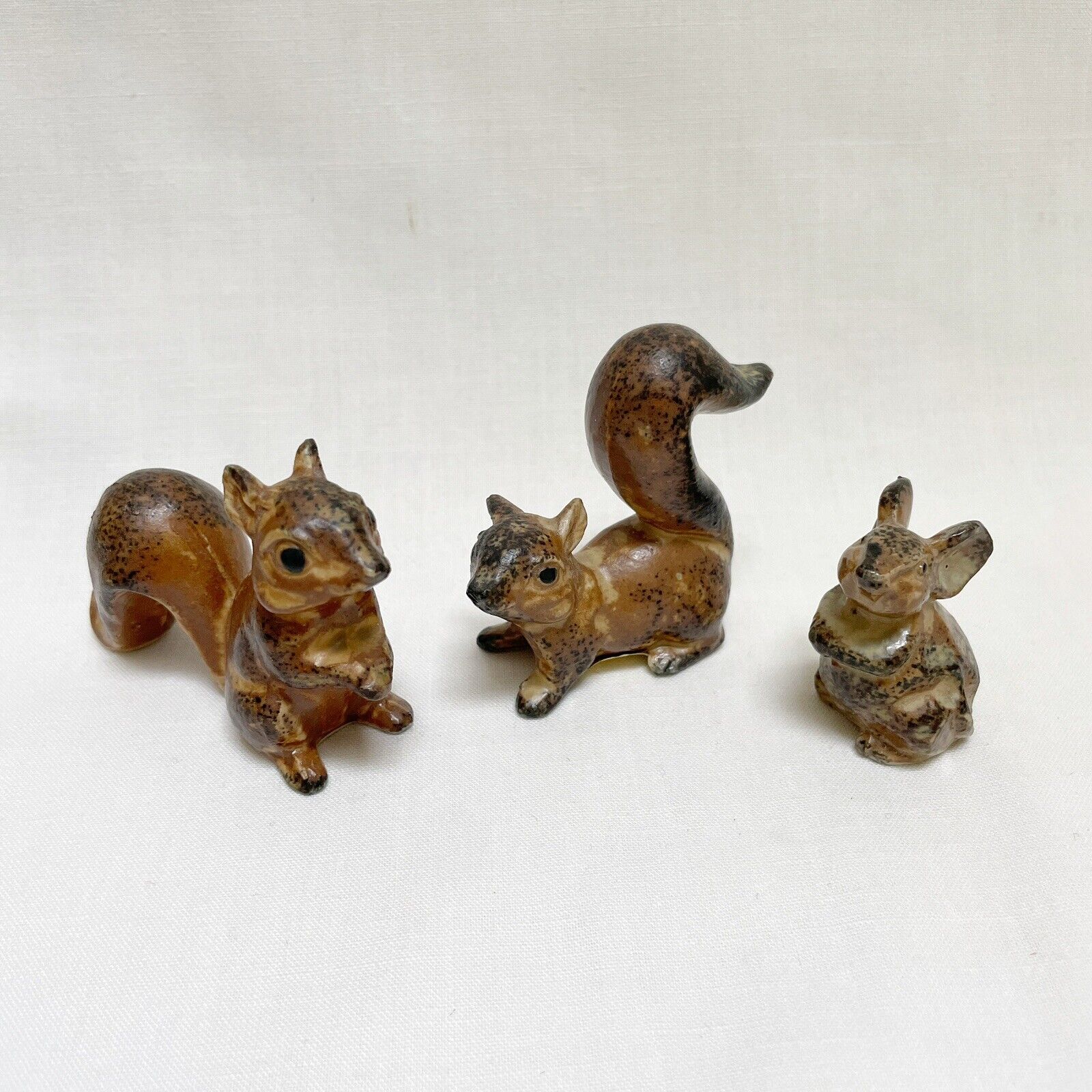 Vintage Squirrel Ceramic Figurines OMC Japan Midcentury