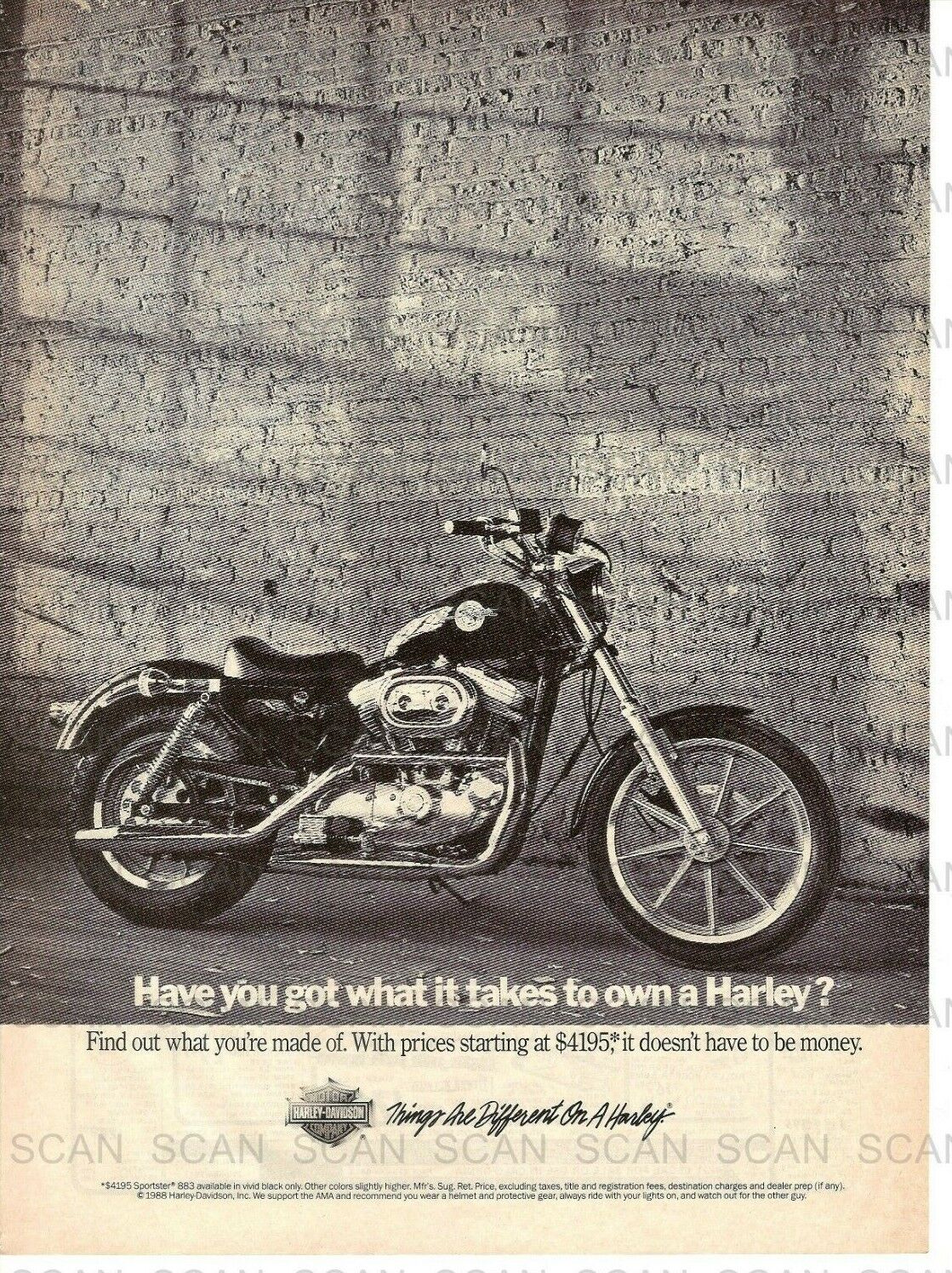 1989 Harley Davidson Sportster Vintage Magazine Ad   