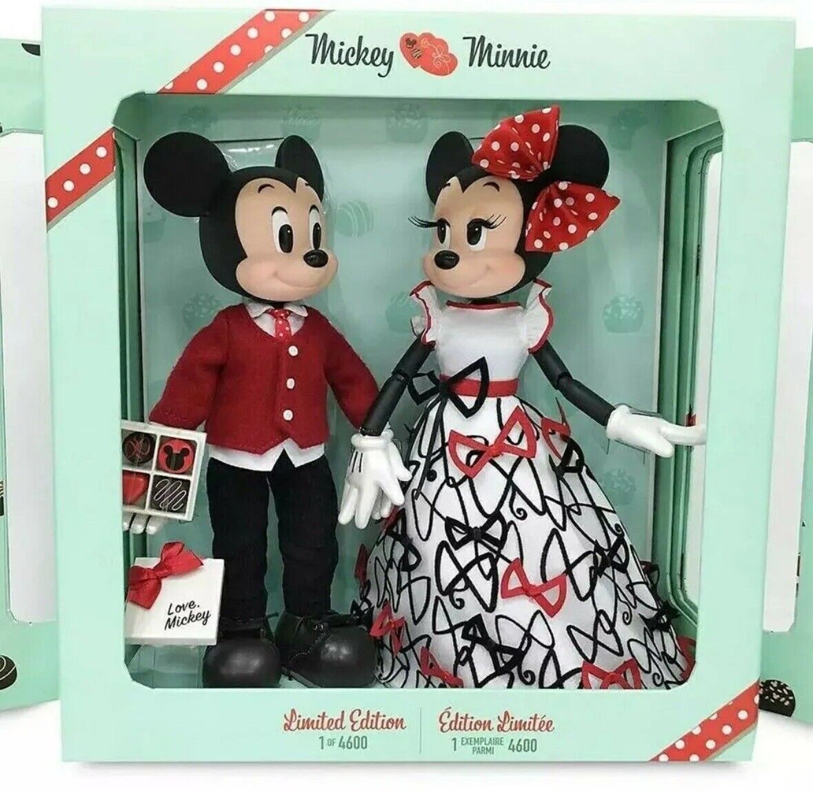 NEW Disney Mickey Mouse & Minnie Mouse Limited Edition Valentine\'s Day Doll Set