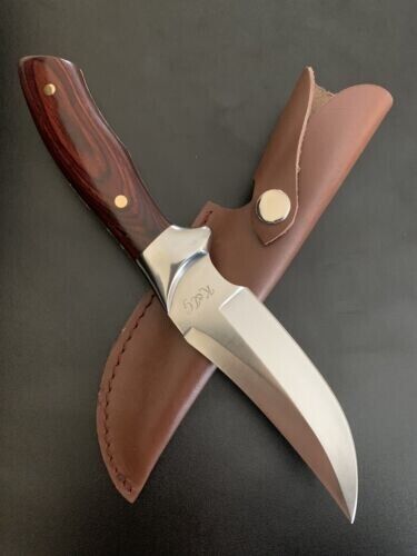 K&G 9” Fixed Blade Clip Point Hunting Knife Rosewood Handle