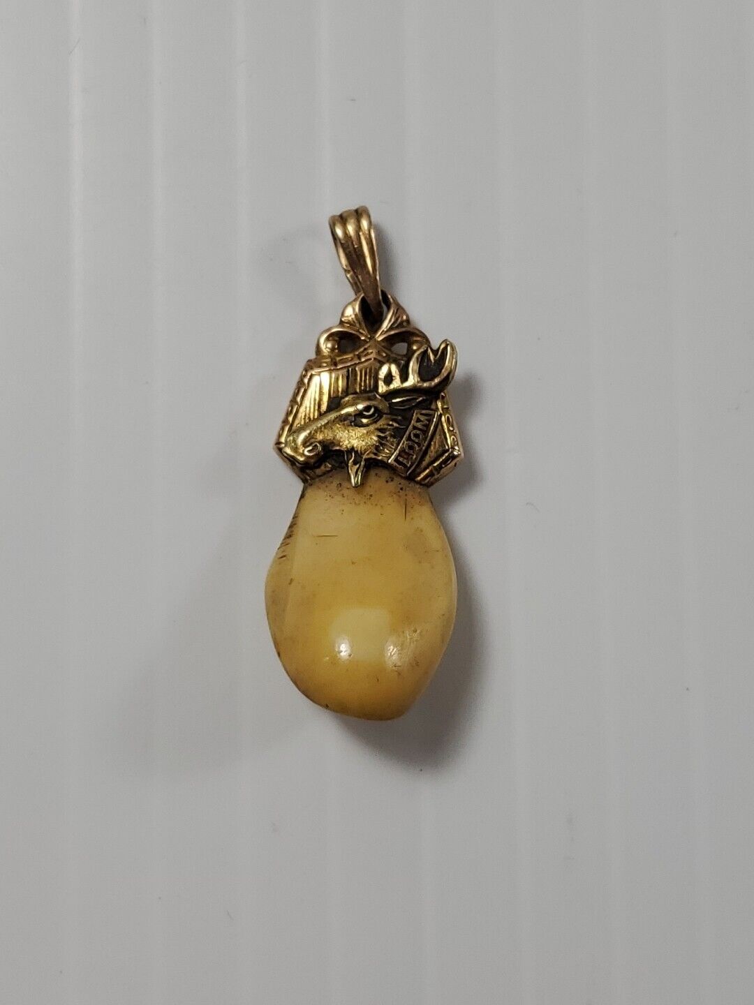 Vintage Large Gold Moose Tooth Pendant LOOM
