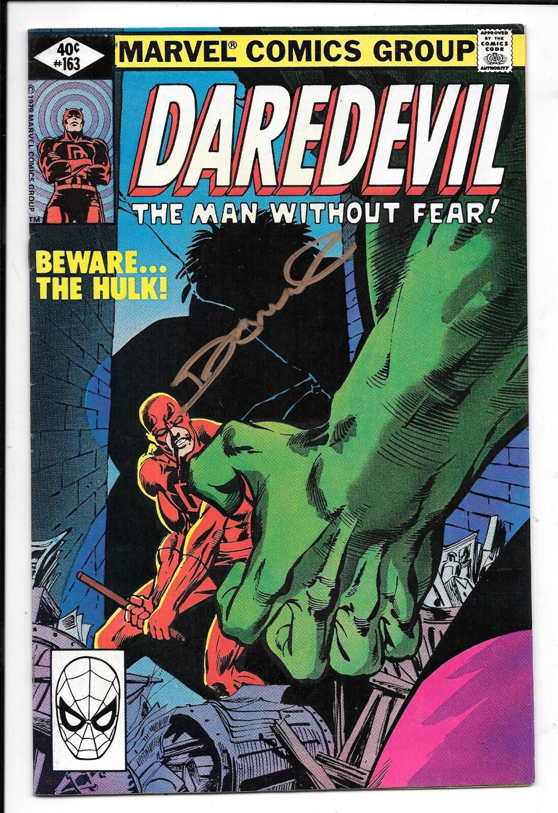 Marvel Daredevil #163 (1980), Frank Miller, Signed Denny O\'Neill w/COA, VF Range