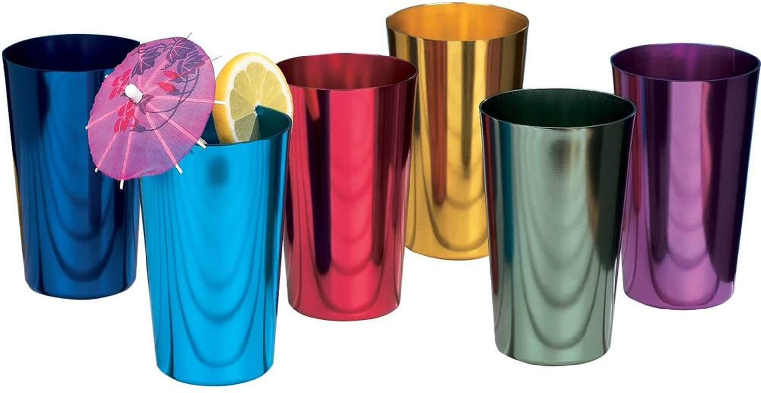 Anodized Aluminum Tumblers Drinking Glasses Vintage Metal Cups Multicolor 6 pcs
