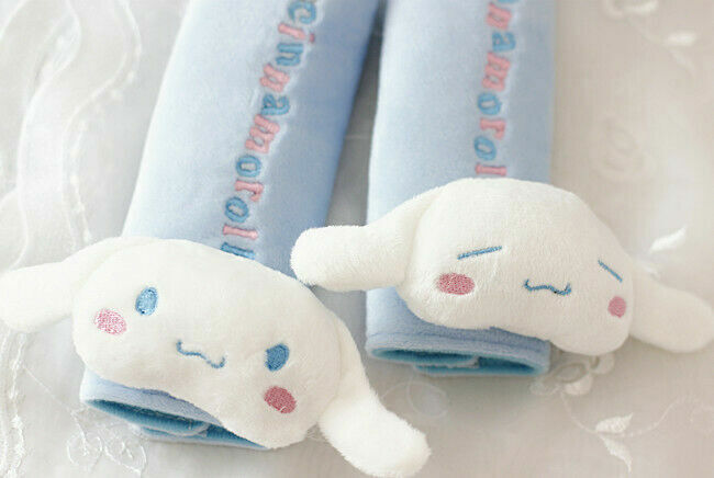 Cute 2pcs Blue Cinnamoroll Seat Belt Cover Auto Car Soft Plush Shoulder Pad Gift