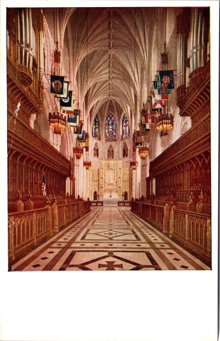 C.1955 Water Color Cathedral Mount Saint Alban Washington Dc Cathedral Postcard