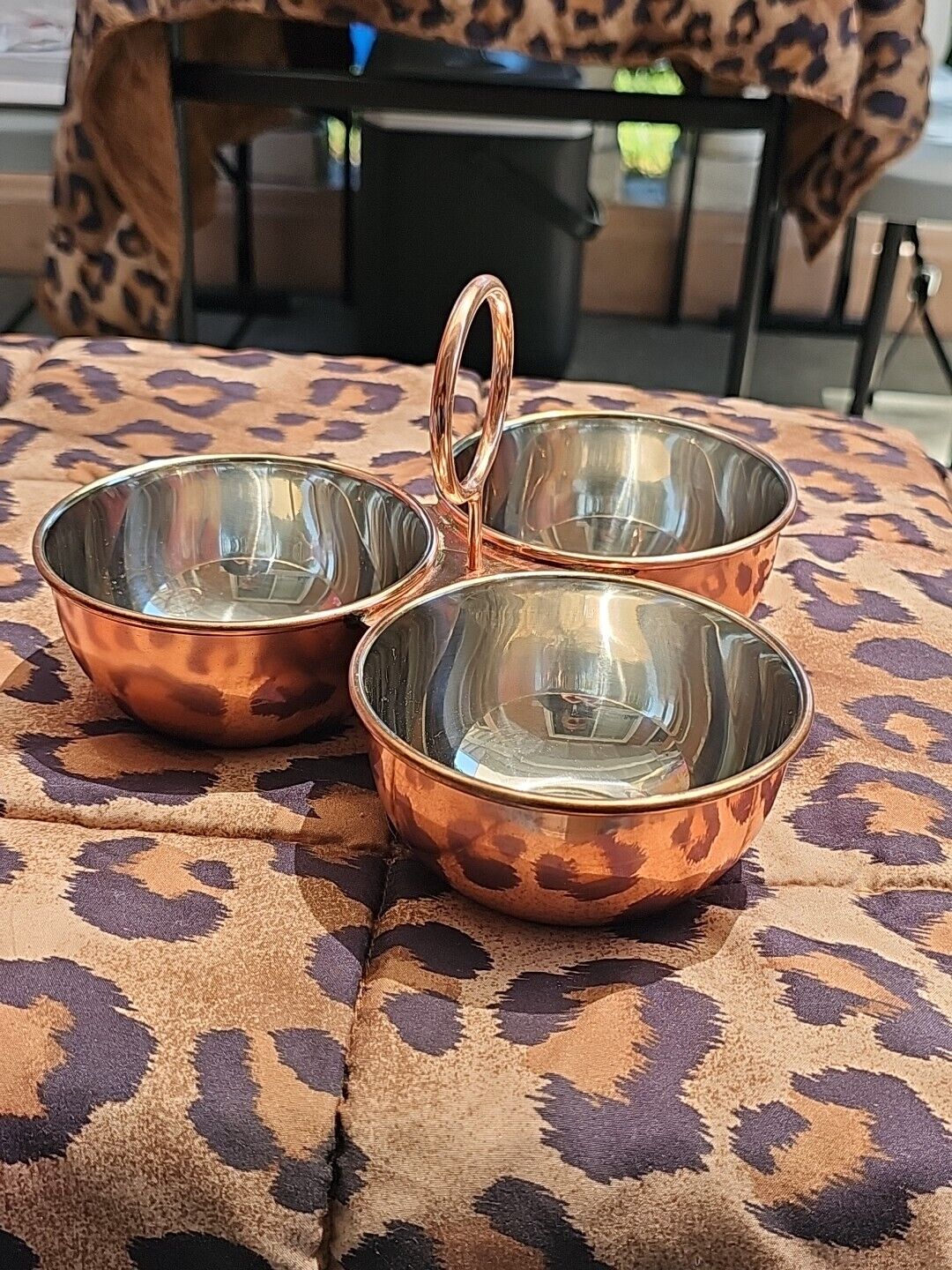 Williams Sonoma Copper Serving bowls Tray Handles 3 bowls with handle 