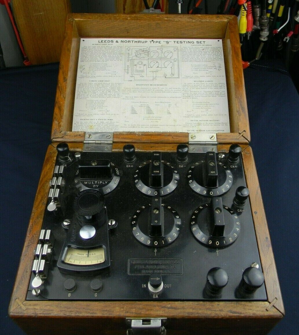 Leeds & Northrup Type S Testing Set Galvanometer Antique Wood Box Original Box