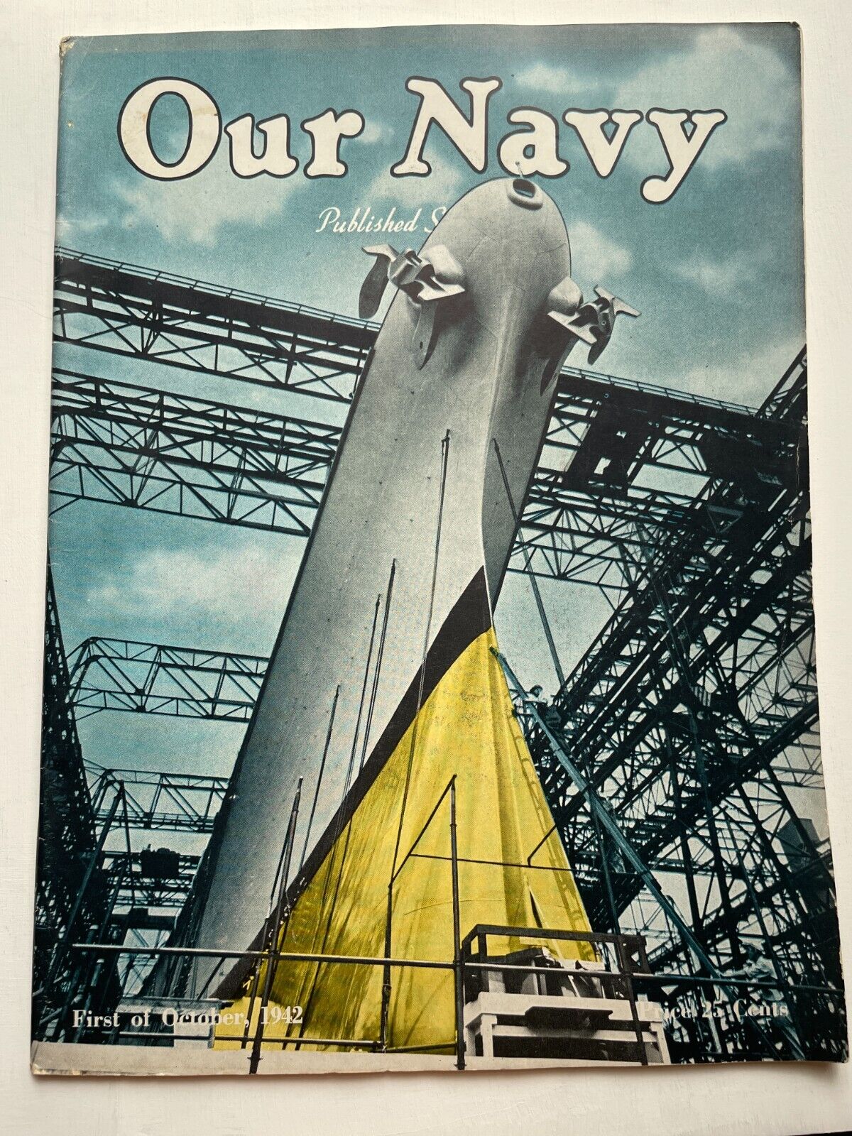 October 1, 1942 Our Navy Magazine w/ WWII Stories & Pictures- USS Iowa on Cover