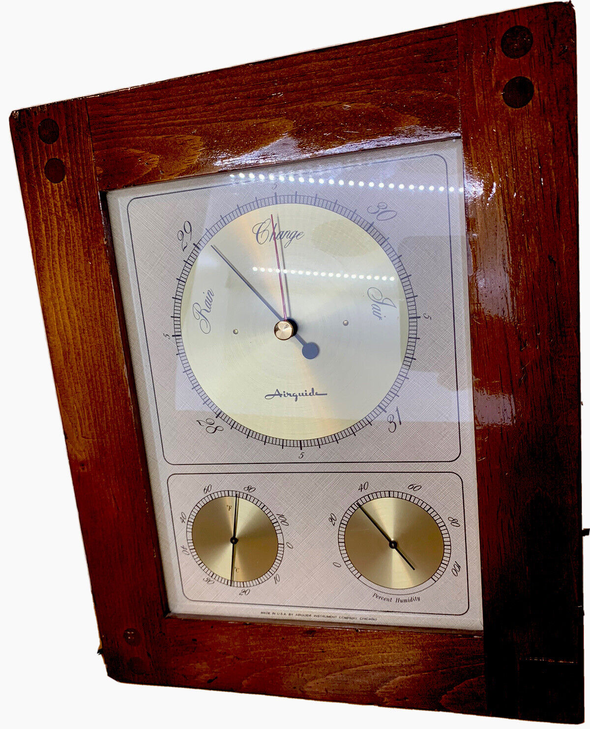 Vintage Airguide Mid Century Temperature Barometer Humidity Instrument WORKS
