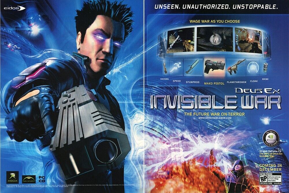 Deus Ex Invisible War PC Original 2005 Ad Authentic NVidia Video Game Promo