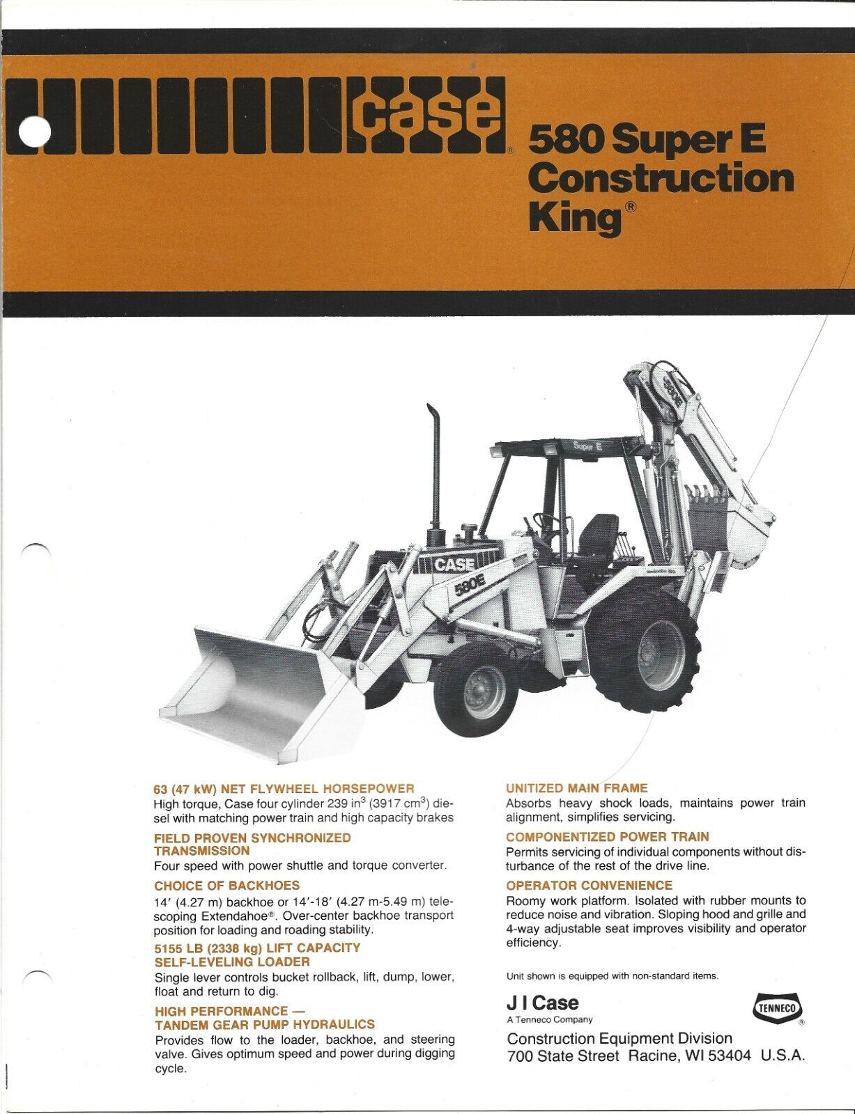 Original Case 580 Super E Construction King TLB Sales Brochure Form No. UD97183