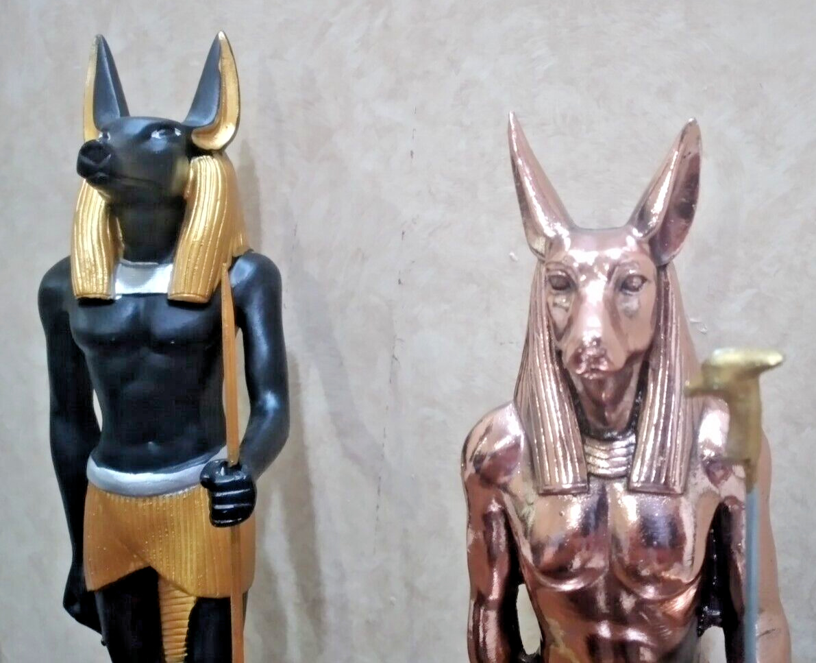 2x13 inch: Ebros Anubis Egyptian God of afterlife Handmade Black & Gold Statue
