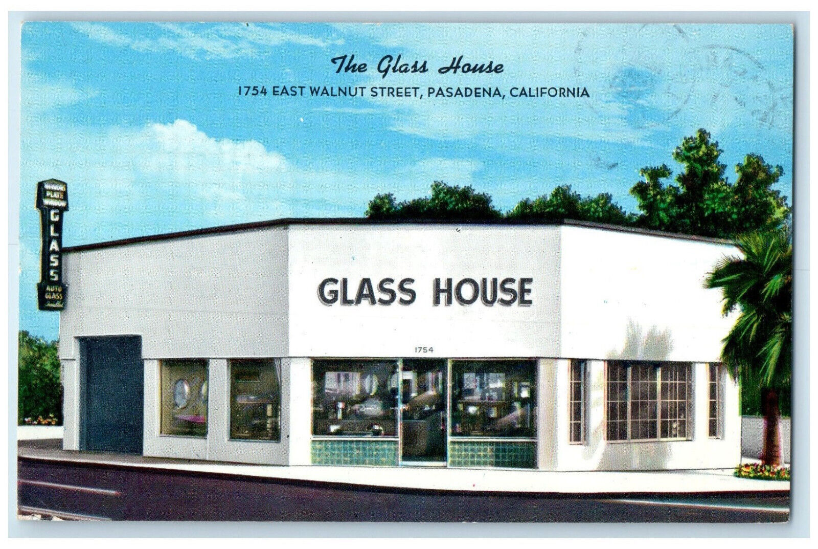 c1950's Glass House East Walnut Street Pasadena California CA Vintage Postcard