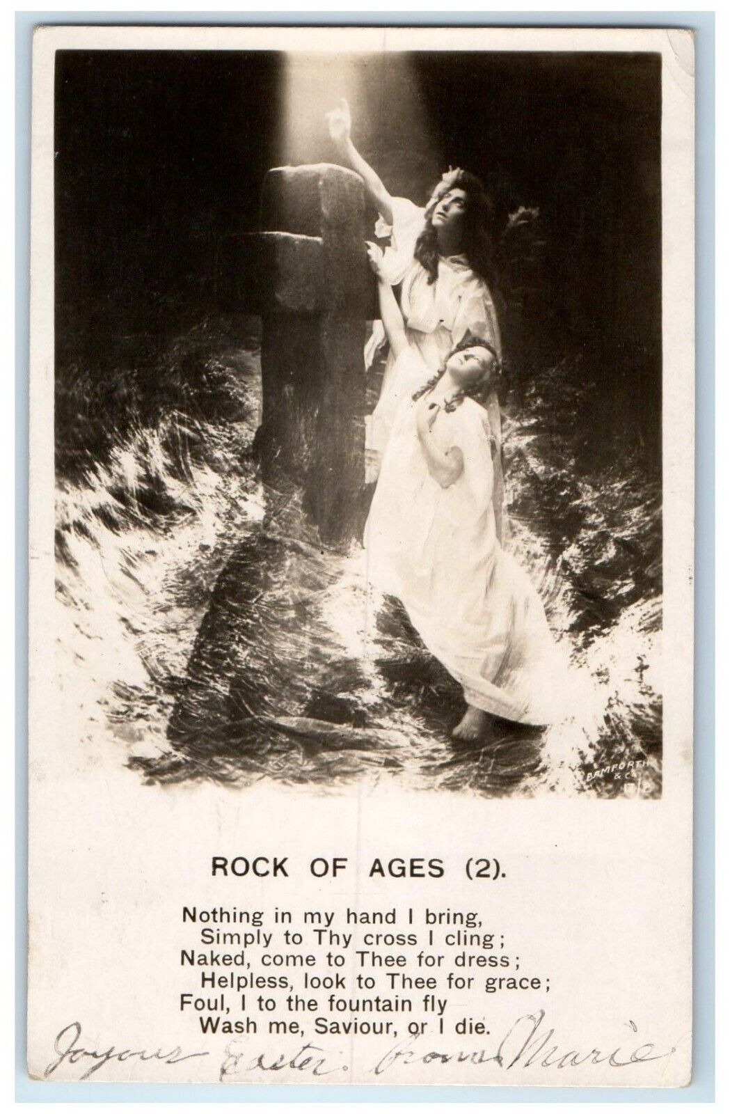 1906 Rock Of Ages Poem Girls Albany New York NY Antique RPPC Photo Postcard
