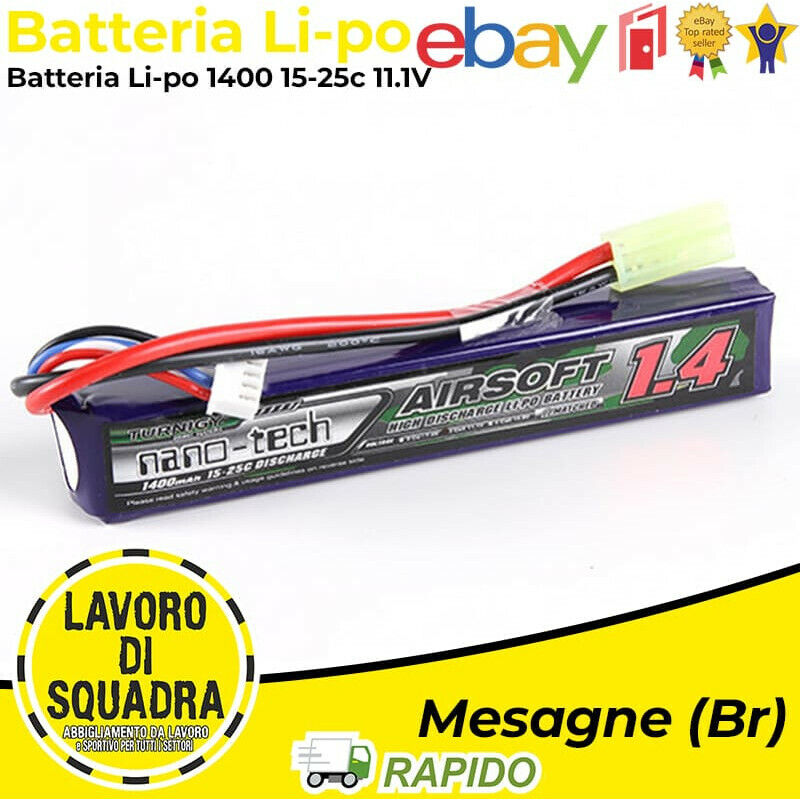 Battery Lipo Tamiya Connector 1400MAH 11.1V 3S 15~25C Turnigy Nanotech Softair