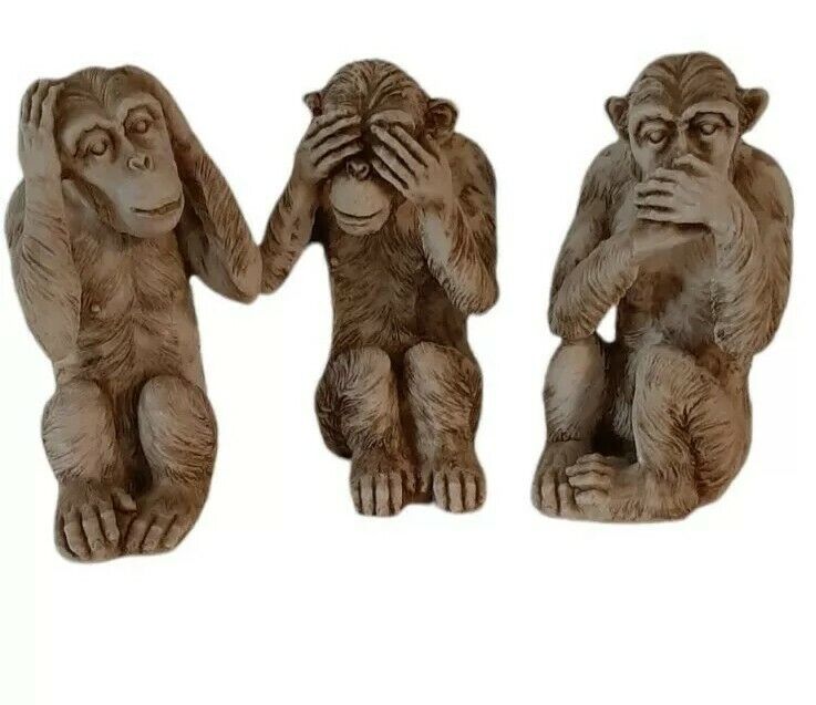 See no evil Hear no evil Speak no evil Monkeys Chimpanzees Figurines  Mexico