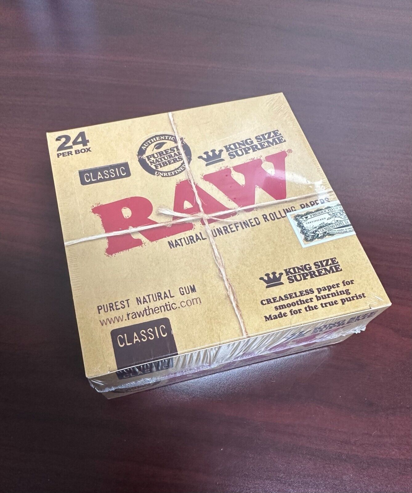 RAW KING SIZE SUPREME Rolling Cigarette Papers Full Box 24 Pack Sealed