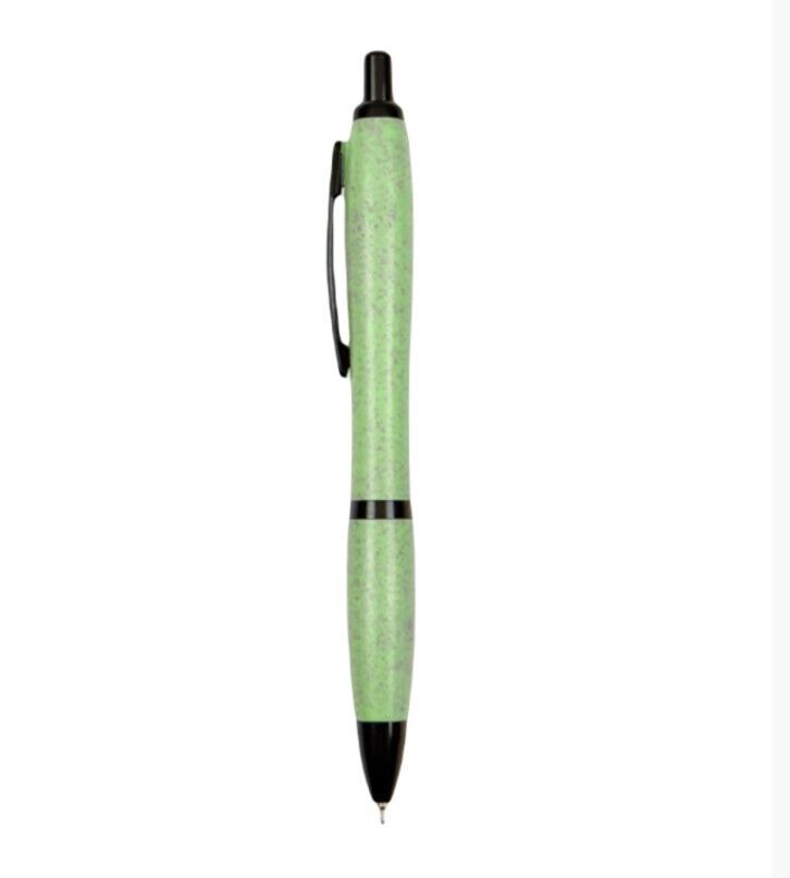 Lot of 500 Pens - Curvaceous Wheat Straw Fiber Hybrid Pen – Black Ink – Lime