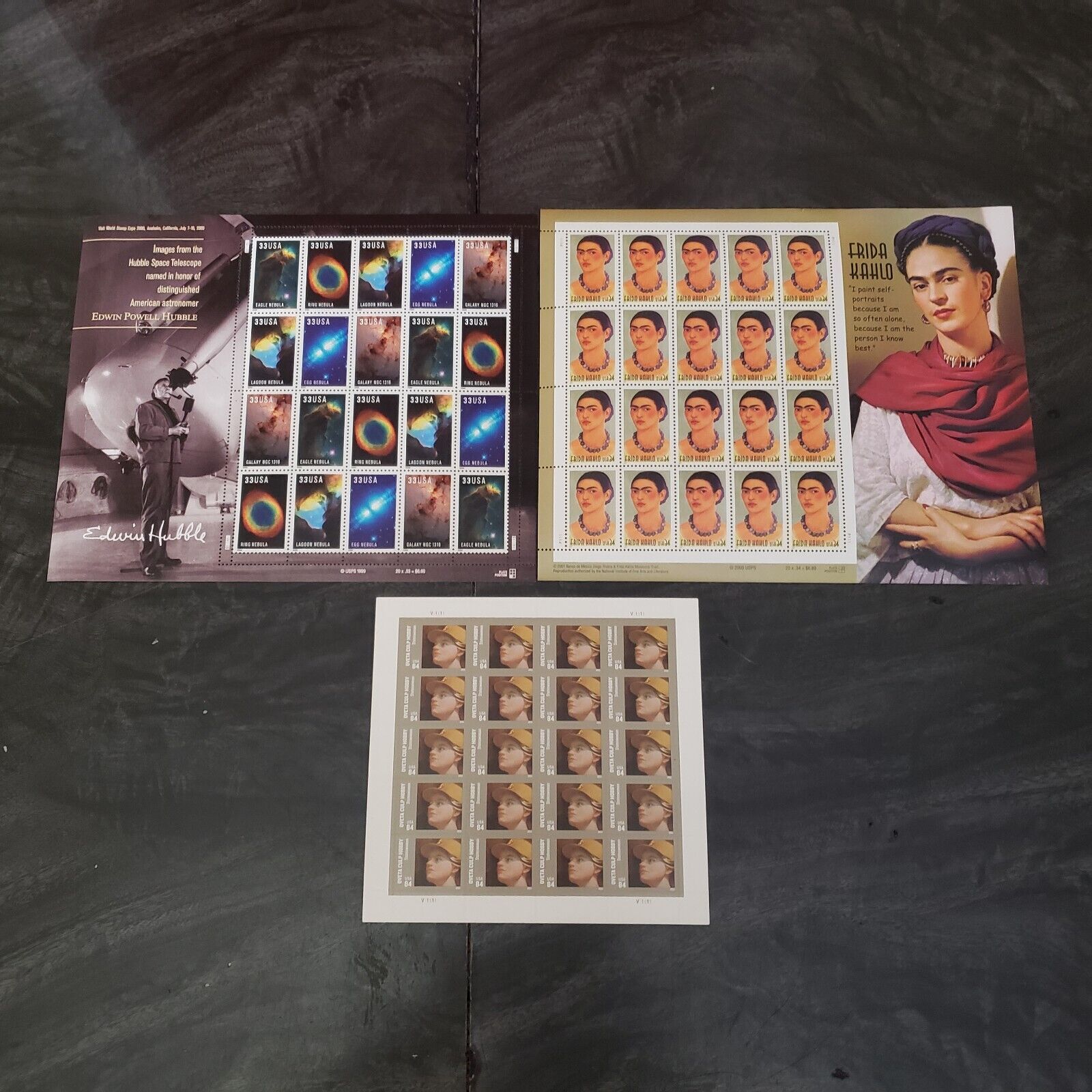 Lot of Celebrity Postage Stamps Full Sheets Oveta Culp Hobby Frida Kahlo Hubble