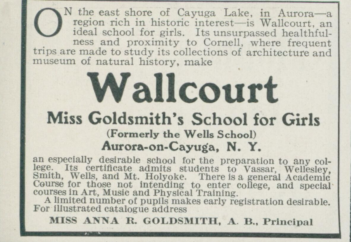 1910 Wallcourt Miss Goldsmiths School For Girls Wells NY Vintage Print Ad CO2