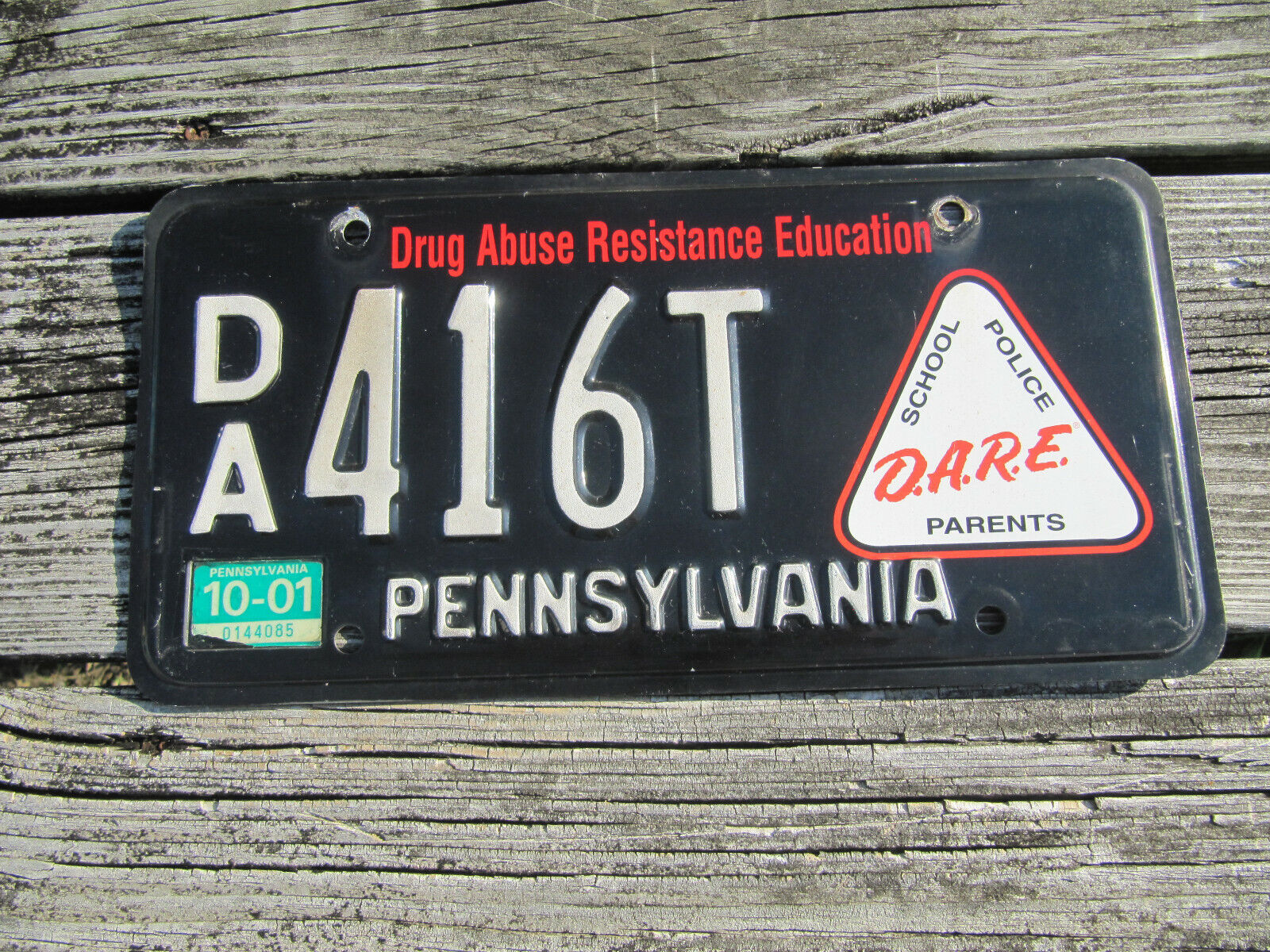 Pennsylvania DARE License Plate Drug Abuse Resistance Education PA Penna DA 416T