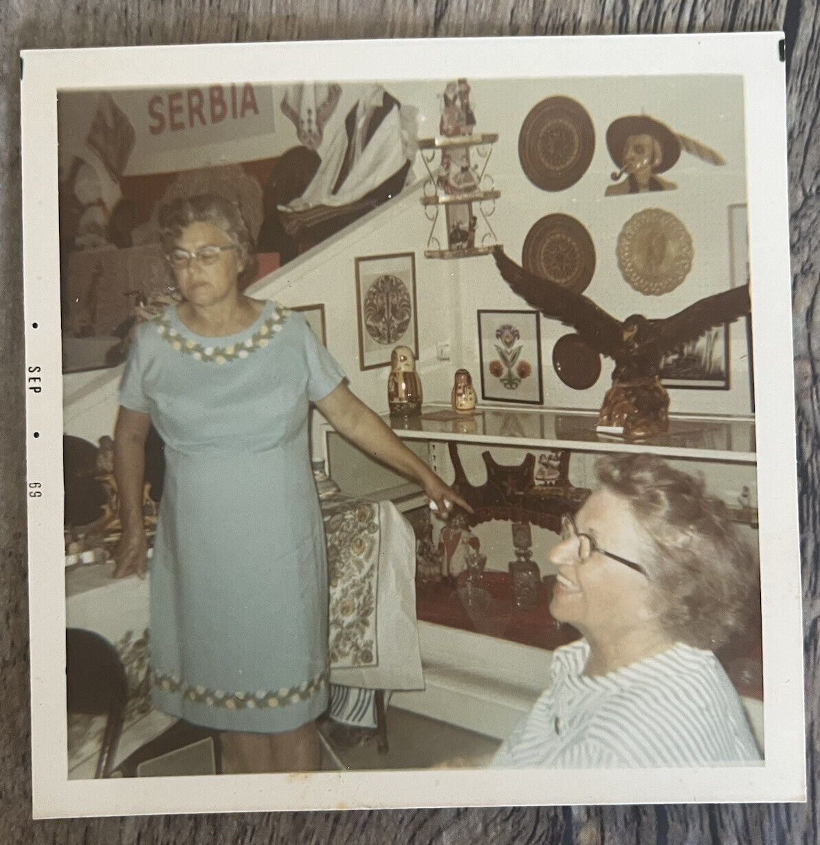 1960s FOUND vintage photo Granny Ladies Find JOY in Serbia Antique Shop Funny