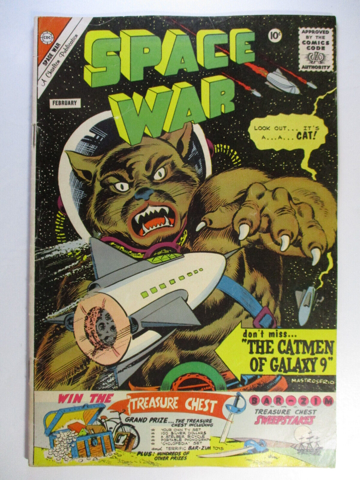 Space War #9, Catmen of Galaxy 9, VG/F, 5.0 (C), White Pages