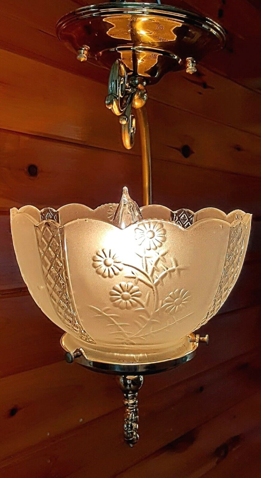 Antique/Vtg 1940\'s-60\'s Victorian Art Nouveau Lantern Ceiling Light/Lamp Fixture