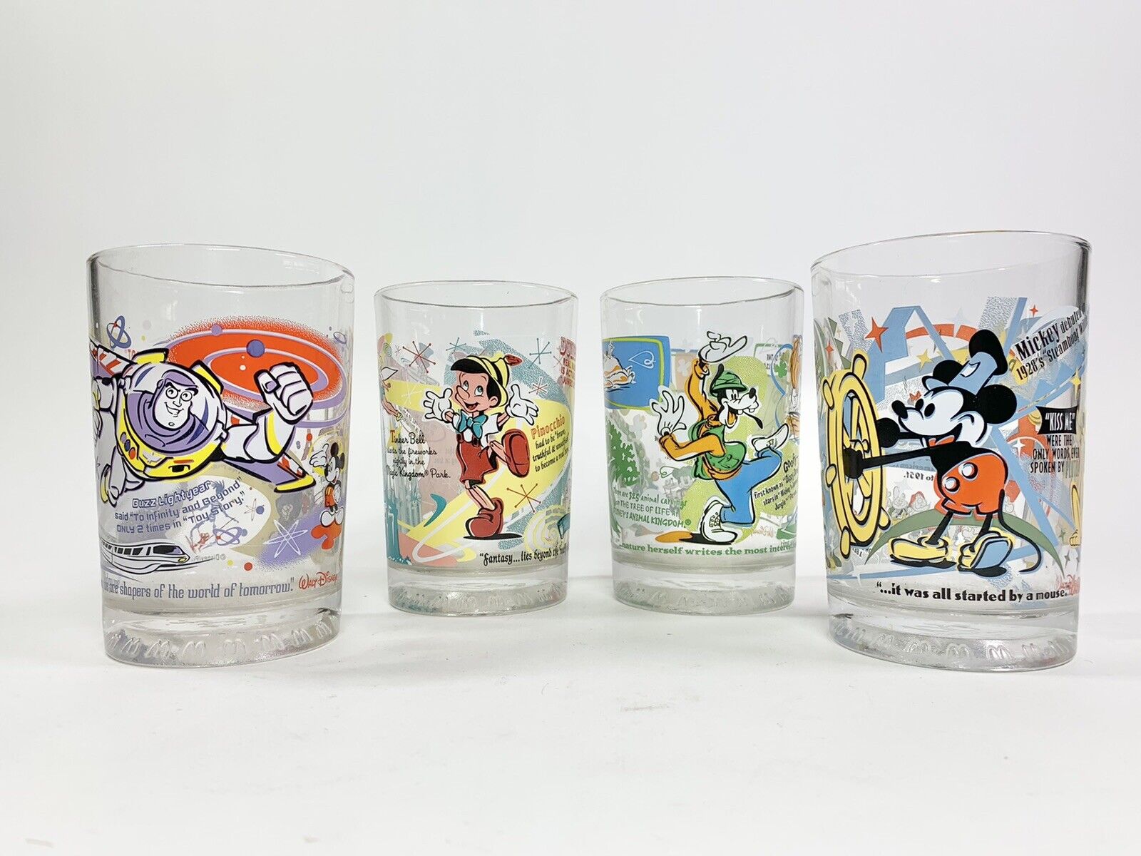 McDonalds Disney World 100 Years of Magic 25th Anniversary Cups Glasses Set of 4