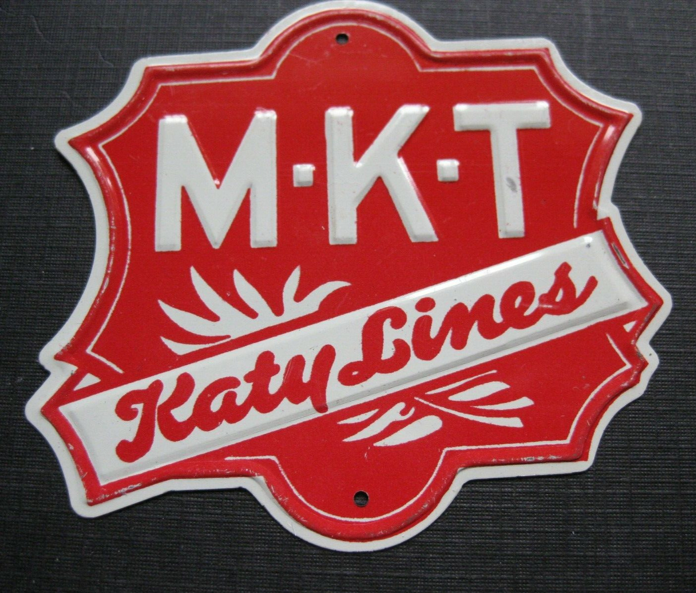 M-K-T KATY LINES MISSOURI KANSAS TX Train Metal Tin Sign POST CEREAL 1950\'S Logo