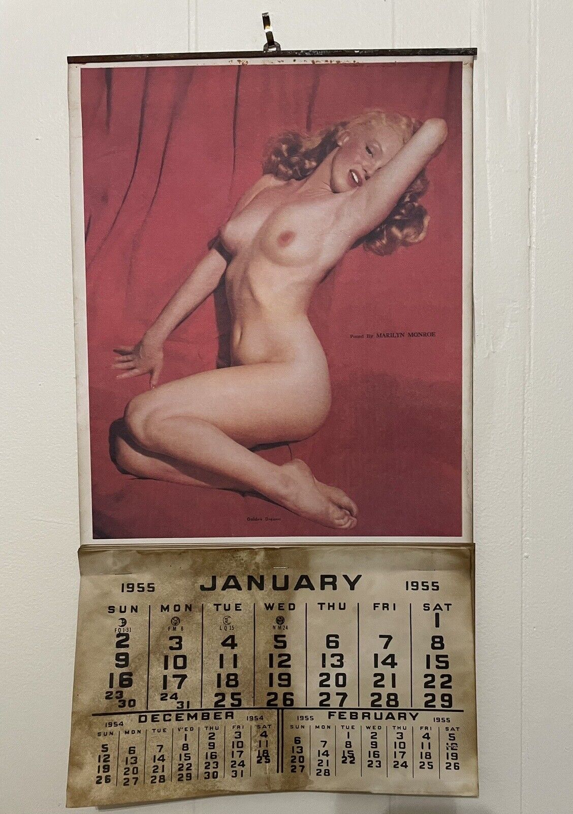 Antique 1955 Marilyn Monroe LITHOGRAPH  Pinup Calendar.   All Original.