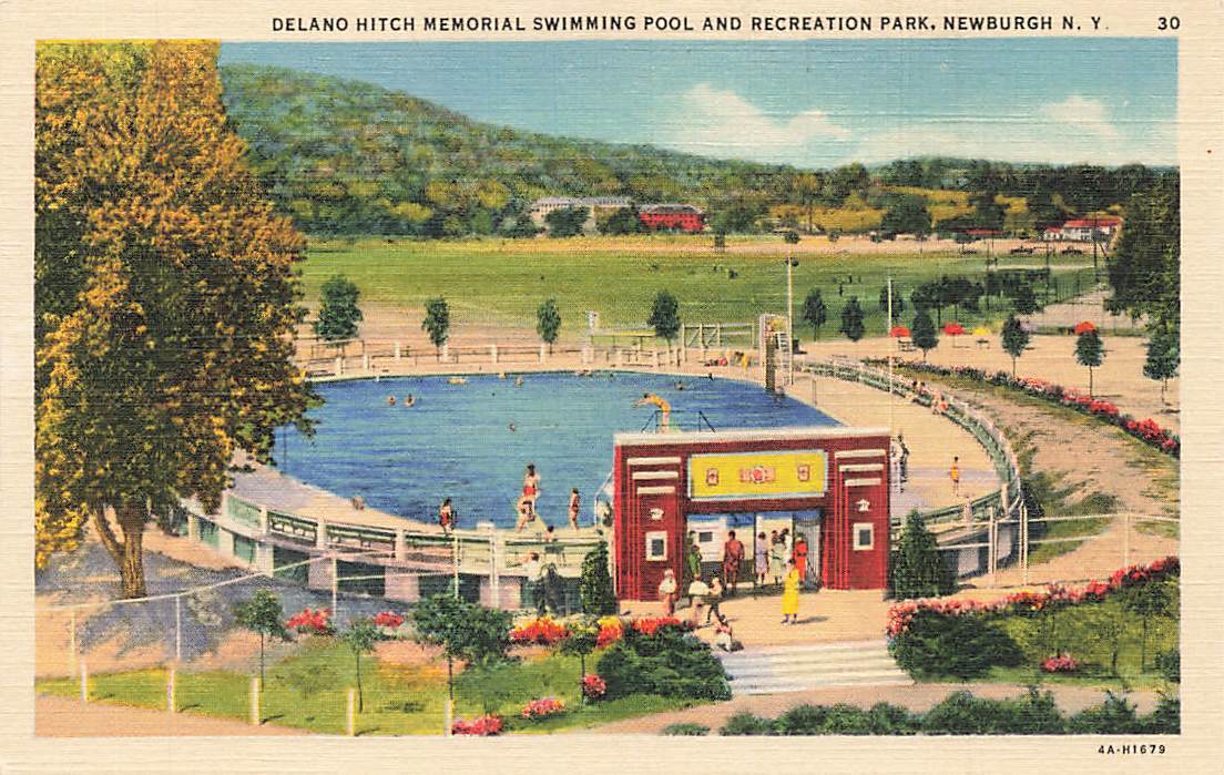 c1930s-40s Aerial View Hitch Memorial Swimming Pool Park Newburgh NY P492