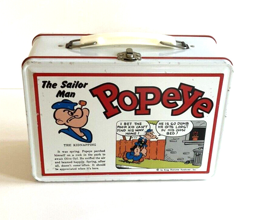 Popeye metal Lunchbox  Japan white king Features Syudicate, Inc 1970s
