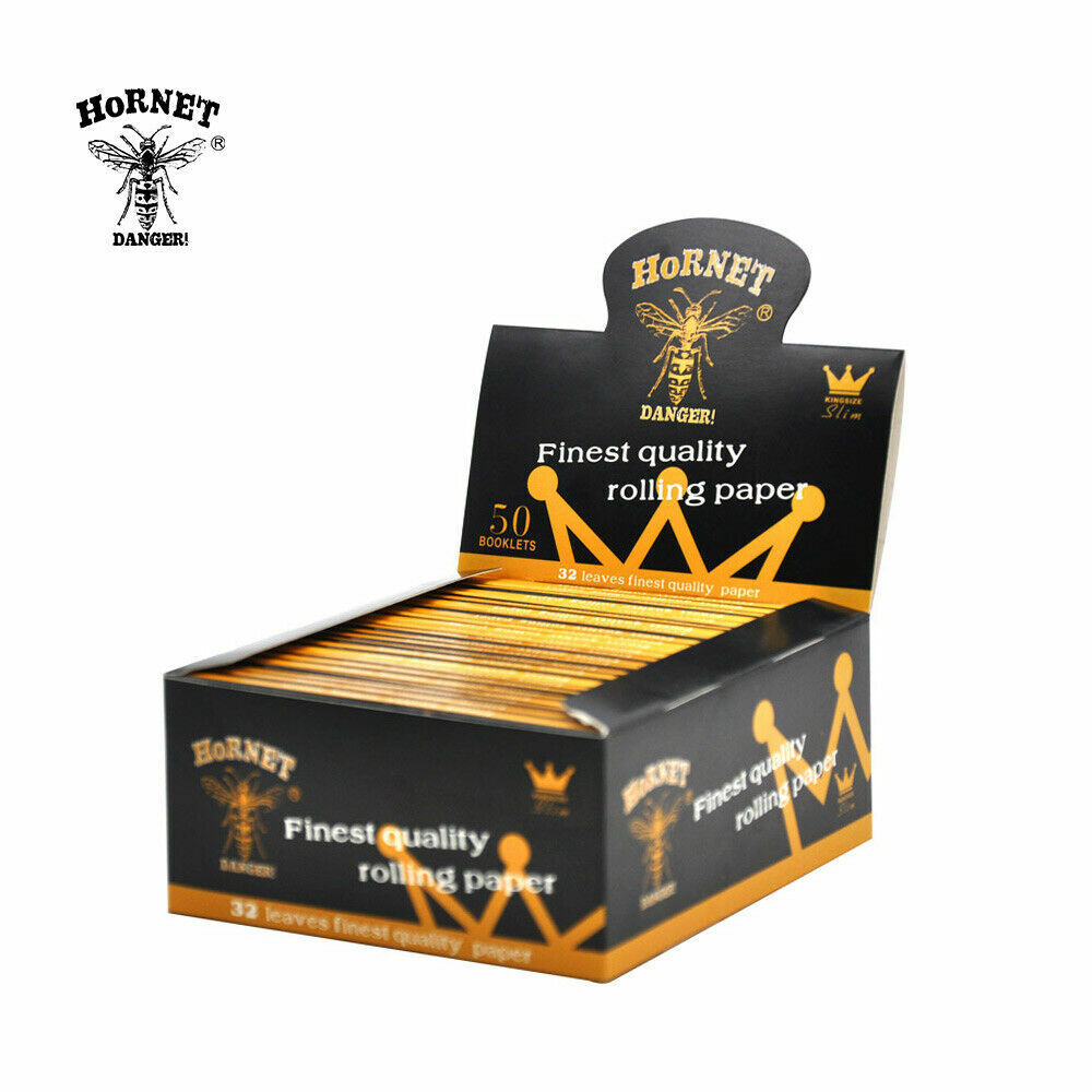 1 Box Black Hornet King Size Natural Smoking Cigarette Rolling Paper 50 Booklets